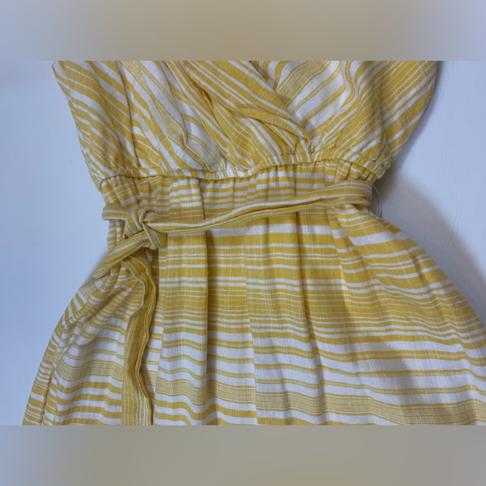 June and Hudson white and yellow stripe wrap midi dress size 1 (bin T) - Picture 6 of 10